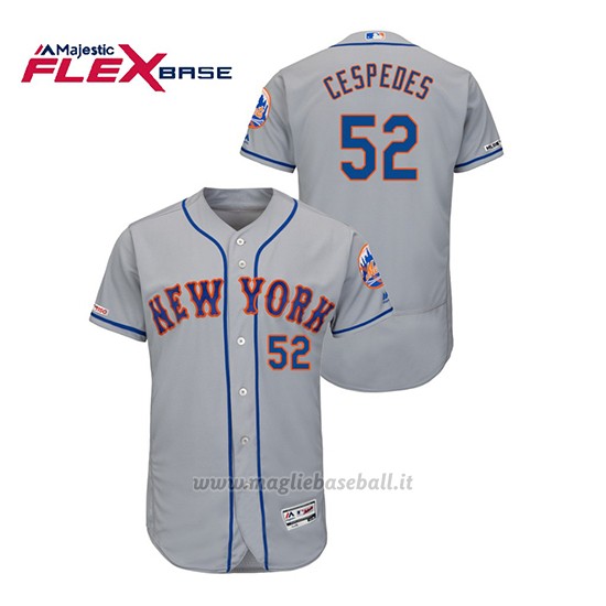 Maglia Baseball Uomo New York Mets Yoenis Cespedes 150th Aniversario Patch Autentico Flex Base Grigio